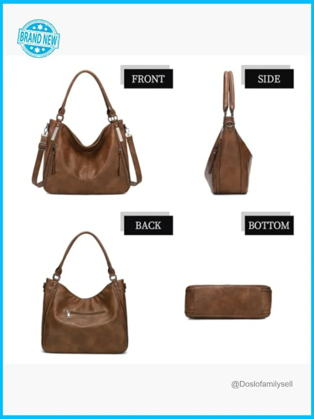 Large Hobo Shoulder Bag Crossbody Tote Purse Casual Everyday Work with Pockets